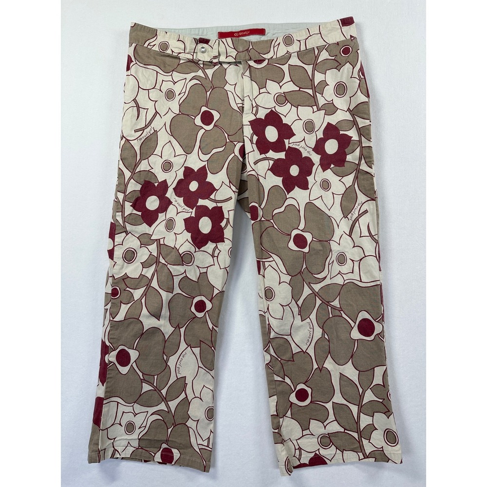 Vintage Rip Curl Girl Crop Beach Pants 9 Floral Y2K Retro Surf Coastal Boho Rare
